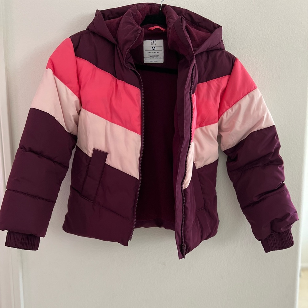 Gap girls hoodie puffer jacket size Medium. Multi colors. - Picture 2 of 14